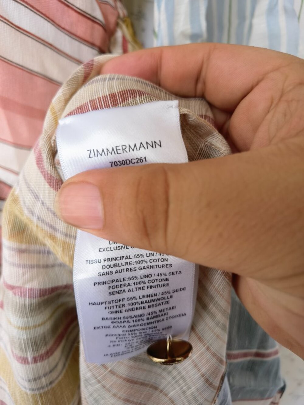 ZIMMERMANN Rebellion patchwork striped linen and silk-blend voile midi wrap dres - Picture 14 of 14